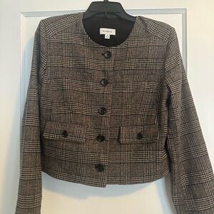 Evereve Women's Checkered Blazer - Black and Brown